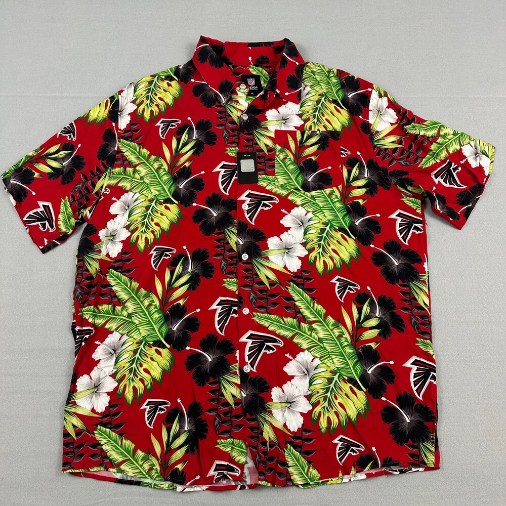 Atlanta Falcons Shirt Men Extra Large Red Floral NFL Team Button Up Hawaiian XL